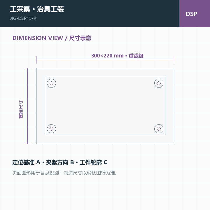 防溢流系列 重载型 · 300×220 mm · 重载级尺寸示意图
