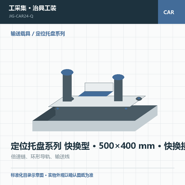 定位托盘系列 快换型 · 500×400 mm · 快换接口商品示意图